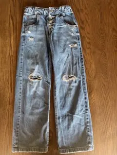 ZARA ダメージ加工 ワイドレッグパンツ