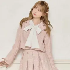 apres jourツイードショートジャケット ピンクZOZOTOWN