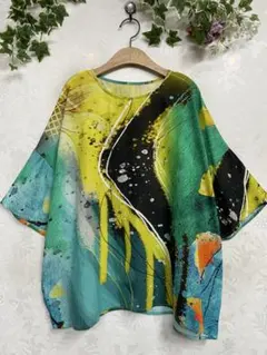 373新品ゆったり♪ドルマンスリーブ　アートチックなブラウス③