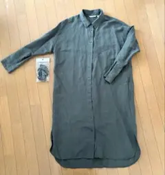 UNIQLO ユニクロ ♡ リネンブレンドシャツワンピース　オリーブ色 Lサイズ