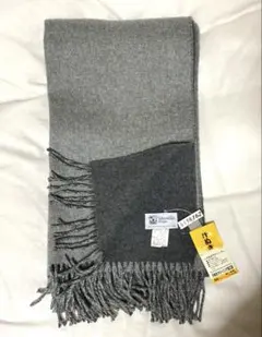 中判Johnstons of Elgin カシミヤストール　リバーシブル　グレー