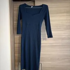 ROYAL PARTY ネイビー リブ編み ワンピース