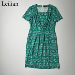 美品　Leilian レリアン　サマーワンピース　総柄　ストレッチ　9