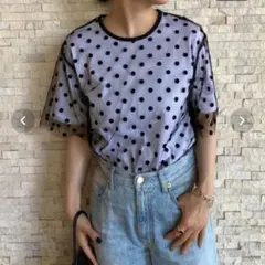 ビアズリードット柄シアーレイヤード半袖Tシャツのサムネイル