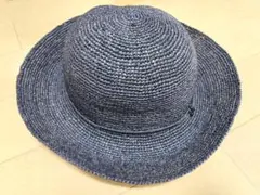無印良品　ネイビー ストロー 麦わら帽子 フリーサイズ