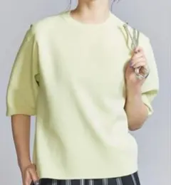 BEAUTY&YOUTH ミラノリブ カーブスリーブ ニットプルオーバー