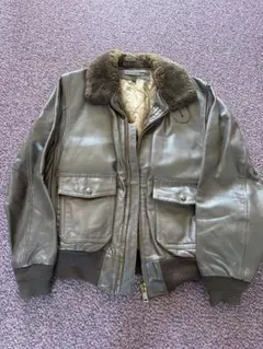 1980年代 メンズ フライトジャケット ブラウン ボア襟