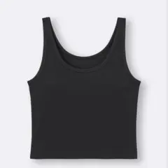 GU リブタンクトップ 黒 ブラック　ブラフィールクロップドリブタンクトップ+E