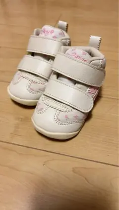 【美品】ASICS スクスク　12.0cm ホワイト/ピンク 花柄