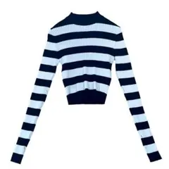 Bershka（ベルシュカ）ショート丈リブニット　太ボーダー　着瘦せ　M