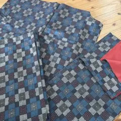 アンサンブル 大島紬 美品 格子 身丈160 アンティーク ヴィンテージ