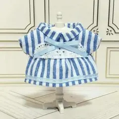 【10cmぬい服】襟付きレースワンピース(青A)