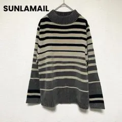 qq343 サンラメール/長袖ボーダーニット/プルオーバーデザインニット