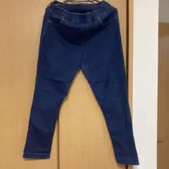 ネイビー スキニーデニムパンツ ゴムウエスト