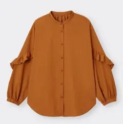 GU　ラッフルスリーブブラウス　長袖ホワイト　L