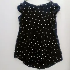トップス ブラック 水玉模様 ノースリーブ カットソー 古着 レディース