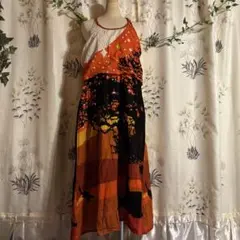 チャイハネ　サバンナ柄インド綿ワンピース