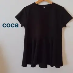 【coca】エンボス切り替え フレアトップス ブラック