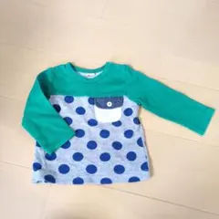 【美品】キムラタン 緑 ドット 長袖Tシャツ 80cm