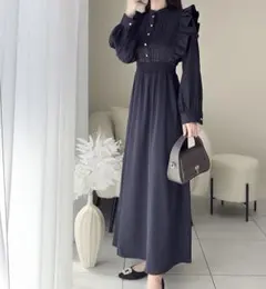 【mily bilet】大人フェミニン。レトロ花柄ピンタックフリルワンピース