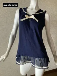 axes femme セーラーカラー　カットソー 　ネイビー　森ガール　ロリータのサムネイル