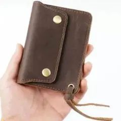ブラウン牛革メンズコインケース　財布 トラッカーウォレット アメカジ