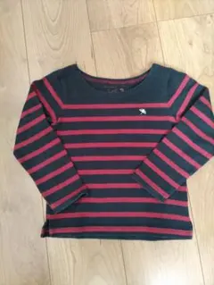 アーノルドパーマー105サイズ 紺赤ストライプ 長袖Tシャツ