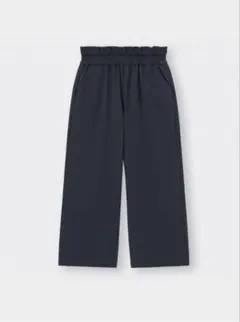 GUカットソープルオンワイドパンツ ネイビー ワイドパンツ