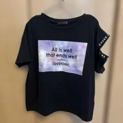 Lovetoxic 子ども Tシャツ 140cm 黒 女の子 半袖 プリント入りのサムネイル