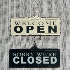 ◉美品　アンティーク風 OPEN CLOSED サインプレート　シャビー