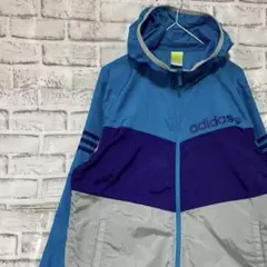 アディダス ナイロンジャケットパーカー　ブルー　M 0113