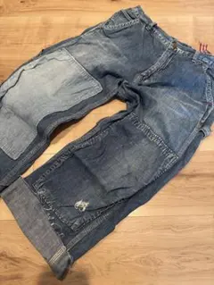 る*う様 DENIM DUNGAREEダメージリペア加工 半端丈デニムペインターのサムネイル