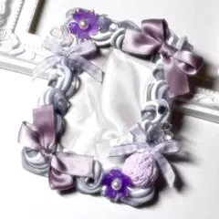 トレカケースデコホイップデコB8 量産 白紫シルバー グレー 花リボン スイーツ