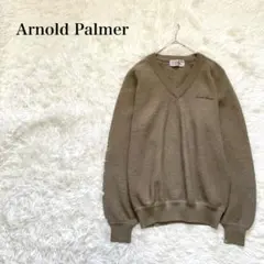 アーノルドパーマー　Ｖネックセーター　LL XL 長袖　ベージュ　ウール　刺繍