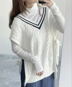 mysty woman チルデンケーブルベスト オフホワイトのサムネイル