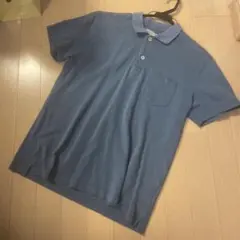 コムサメン　FLANDERS LINEN ポロシャツ ブルー　Lサイズのサムネイル