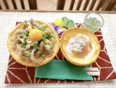 ミニチュアフード　ねぎたま牛丼　セット