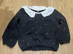 しまむら 裏起毛 襟付きさくらんぼ柄トップス 100cm