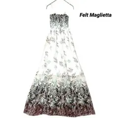 フェルトマリエッタ 花柄 ロングワンピース マキシ丈 シャーリング F 新品