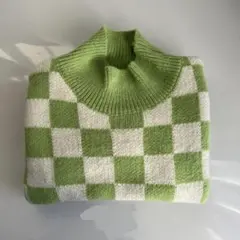 【ノーブランド】チェック柄ニットセーター