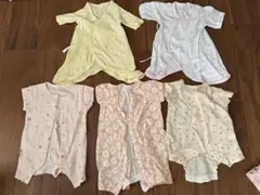 5枚セット 長肌着 カバーオール ロンパース 新生児 出産準備 50 60サイズ