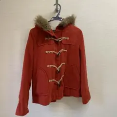 ダッフルコート　赤　ボア　フード付き