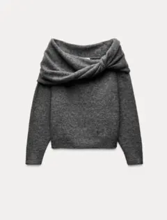 ZARA グレー オフショルダー ニット