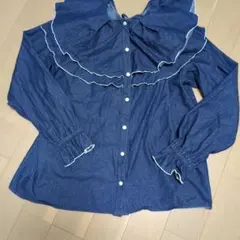 フリルデニムシャツ