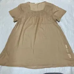 Non Mollare 刺繍入り半袖チュニックベージュ Mのサムネイル