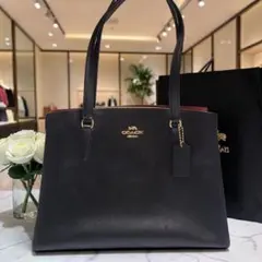 【美品】COACH コーチ トートバッグ ブラック A4収納 通勤 肩掛け
