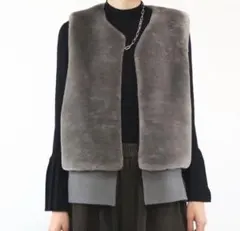 ★sale★エコファーニット切り替えデザインジレ