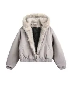 グレー ファー付き ジャケット