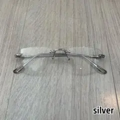 リムレス メガネ メンズメガネ 縁無しメガネ 男女兼用 度なし シルバー 人気