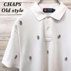 《希少》チャップス CHAPS☆ポロシャツ M 刺繍ロゴ ホワイト T578